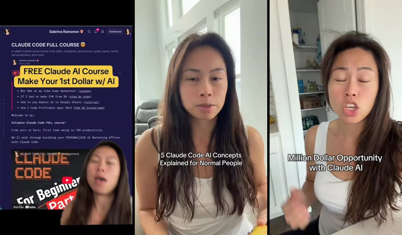 Claude AI robot emerging from computer screens with code and chat interfaces, symbolizing its 2026 breakthrough in enterpr...