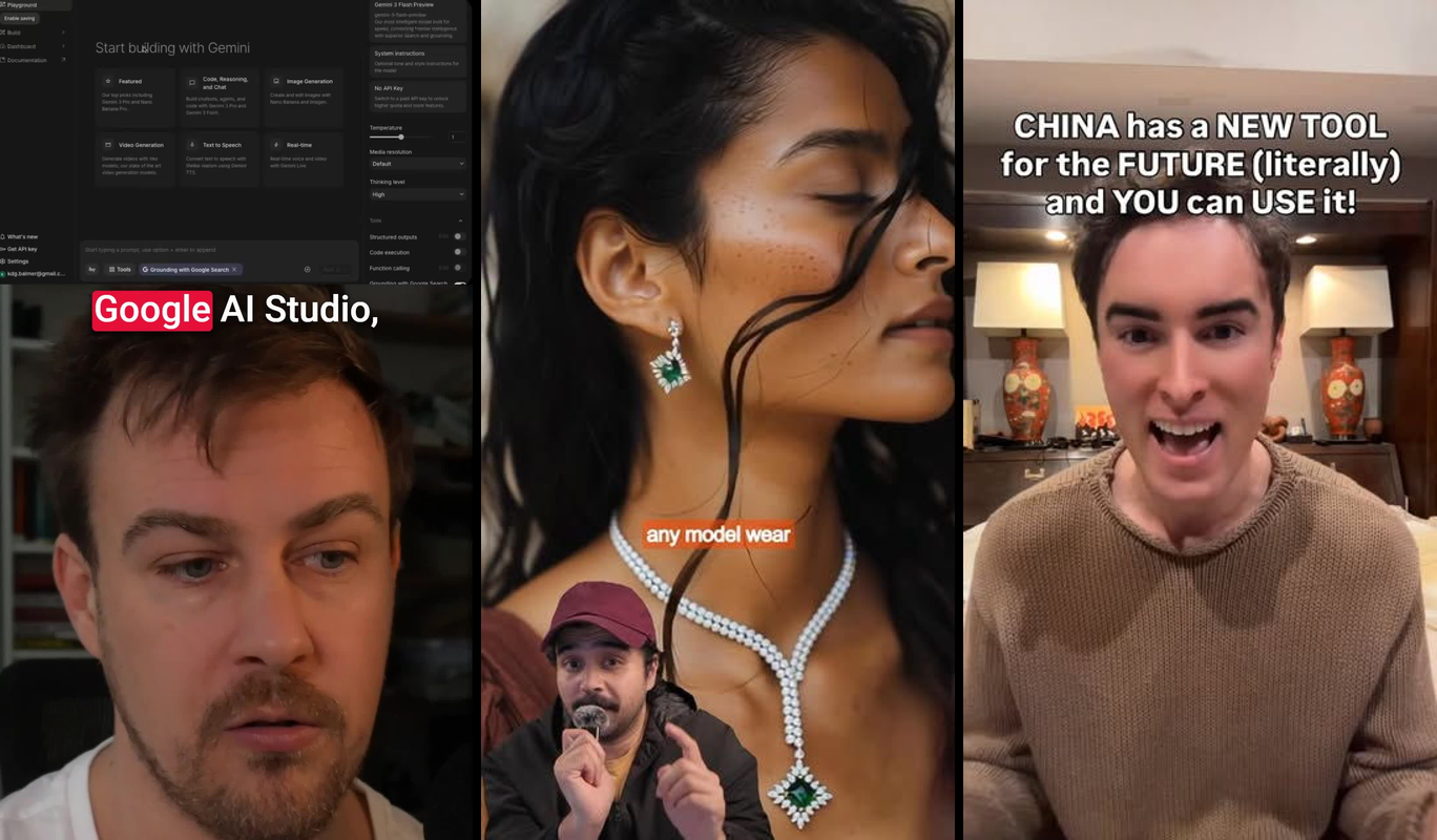 Person at laptop testing multiple AI tools with glowing interface elements and gem icons representing valuable discoveries